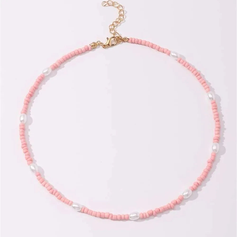 Boho Choker Simple Vintage Red Heart Shape Necklace For Women Fashion Collar Beads Jewelry Party Gift-Dollar Bargains Online Shopping Australia