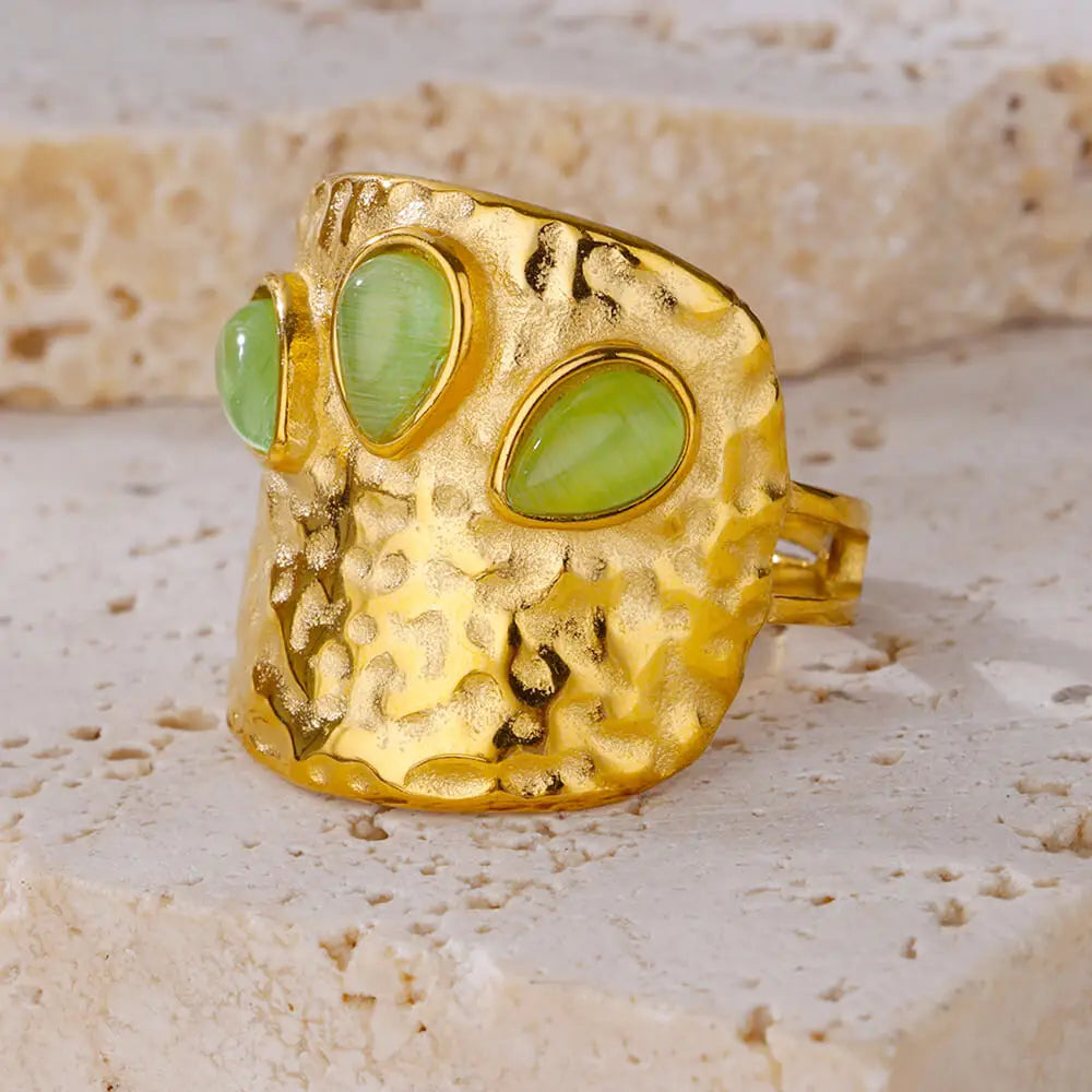 Opal Stone Rings For Women Vintage Wedding Open Adjustable Finger Ring Fashion-Dollar Bargains Online Shopping Australia