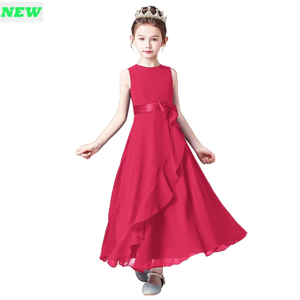 Chiffon Junior Bridesmaid For Teens Ankle-Length Flower Girl Dresses For Wedding Party Kids First Communion Gowns-Dollar Bargains Online Shopping Australia