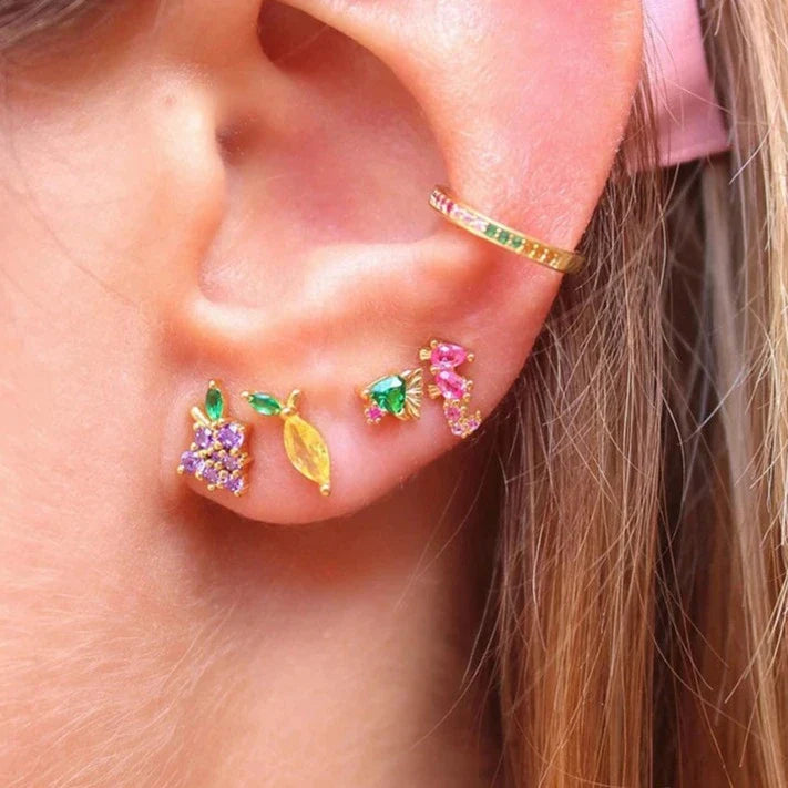 Gold Filled Stud Earrings Set For Women Ear Cuffs Colorful Zircon Dangle Hoop Earrings Fashion Party Jewelry-Dollar Bargains Online Shopping Australia