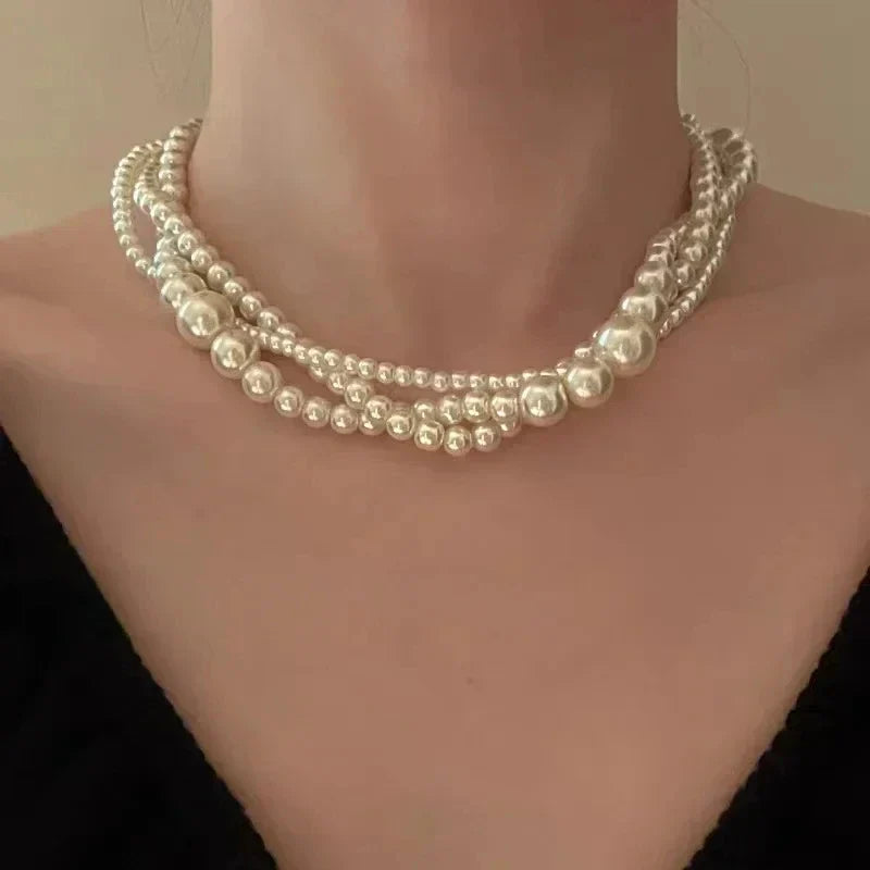 Pearl Multi-layered Women's Necklace Exaggerated Fashion High Street Club Party Banquet Necklace For Women Jewelry-Dollar Bargains Online Shopping Australia