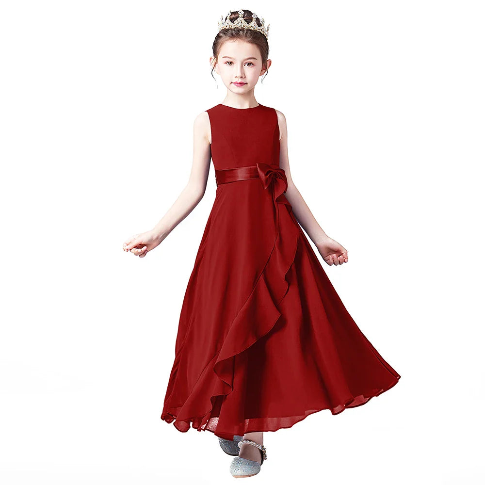 Chiffon Junior Bridesmaid For Teens Ankle-Length Flower Girl Dresses For Wedding Party Kids First Communion Gowns-Dollar Bargains Online Shopping Australia