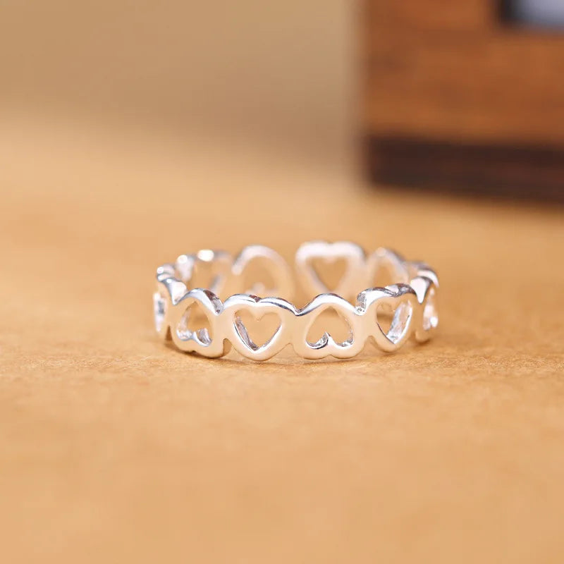 Silver Heart Rings Women Luxury Accessories