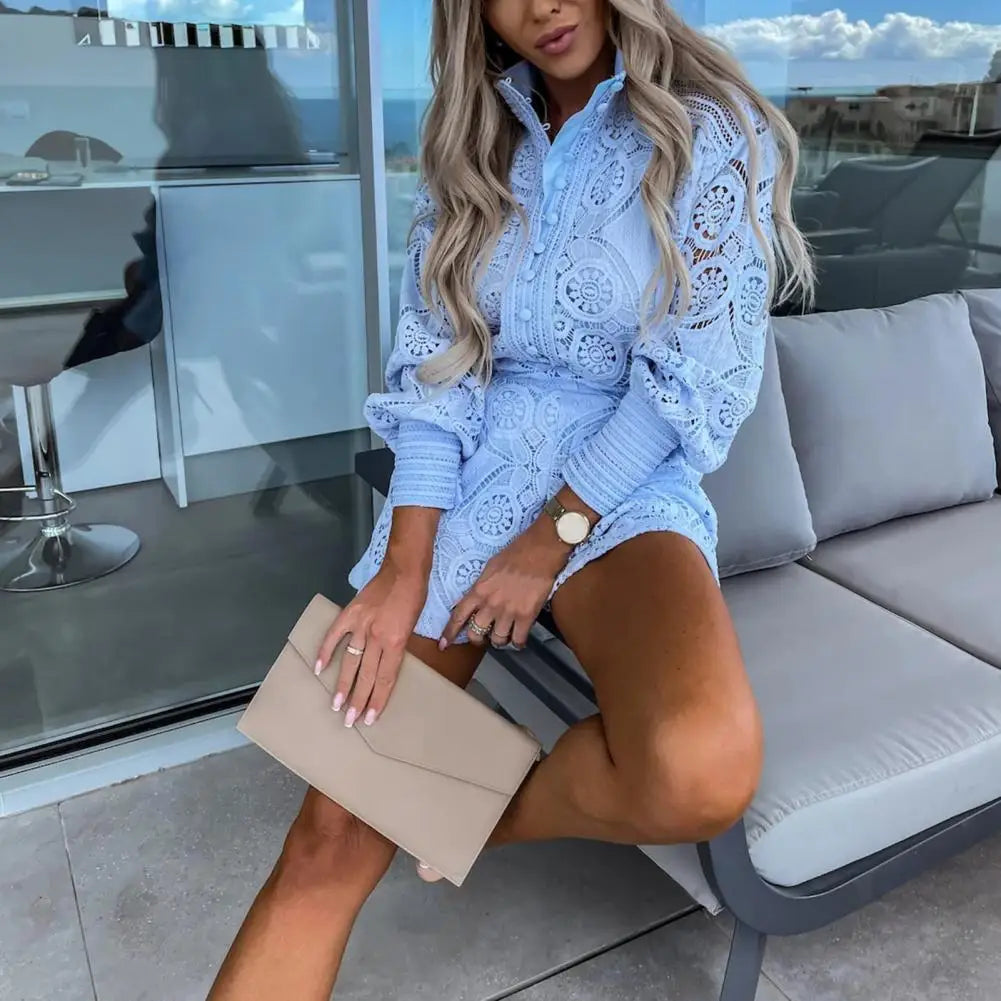 Foridol Vintage Single Breasted White Lace Women Shorts Sets Spring Long Sleeve Casual Party 2 Pcs Outfits Femme Suit Summer-Dollar Bargains Online Shopping Australia