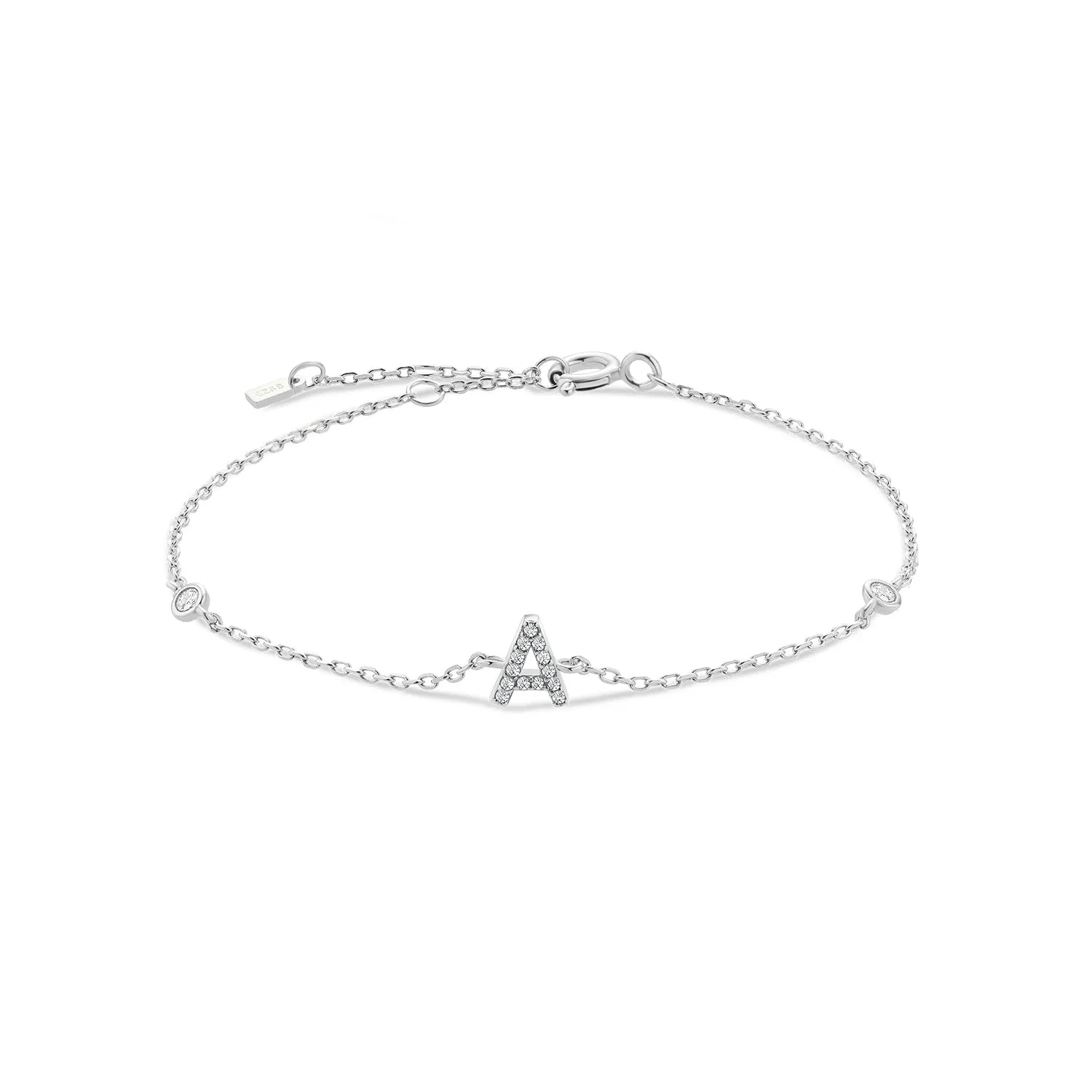 Silver Monogram Letter Initial Charm Chain Bracelet Luxury Wedding Crystal Fine Jewelry-Dollar Bargains Online Shopping Australia
