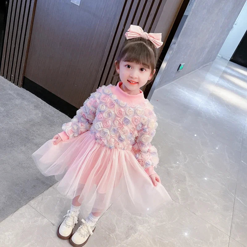 Baby Girls Dresses Birthday Party Floral Lace Princess Dress Children Casual Clothes Kids Clothing