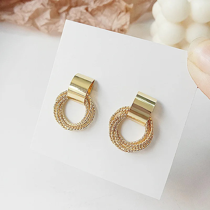 Retro Metal Gold Color Multiple Small Circle Stud Earrings for Women Korean Jewelry Fashion Wedding Party Earrings Jewelry Gift-Dollar Bargains Online Shopping Australia