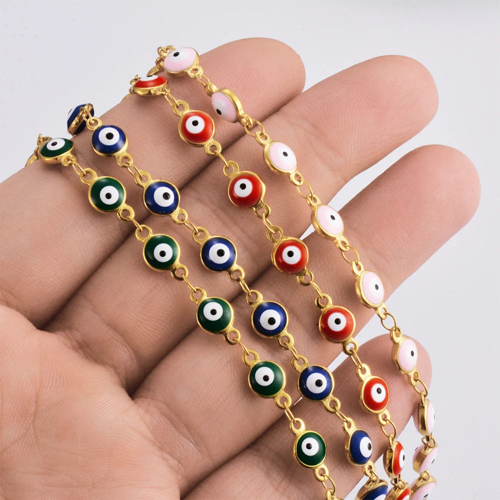 Bracelets Blue Red Evil Eye Enamel Bead Bracelet For Women Lucky Turkish eye Jewelry Gifts