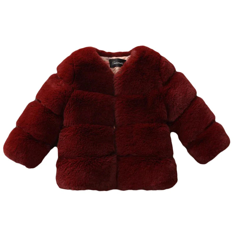 Baby Girls Faux Fur Coat Winter Children Girls Long Sleeve Christmas Jacket Warm Kids Girls Snow Coat Girls Outerwear Clothing-Dollar Bargains Online Shopping Australia