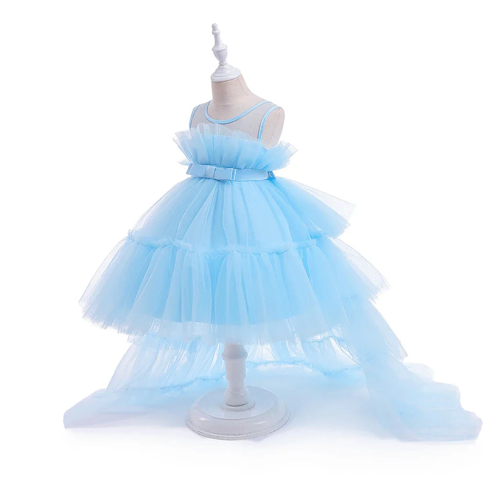 Baby Girl Tulle Trailing White Baptism Dresses Princess Bow Party Wedding Birthday Bridesmaid Dress First Communion Gown-Dollar Bargains Online Shopping Australia