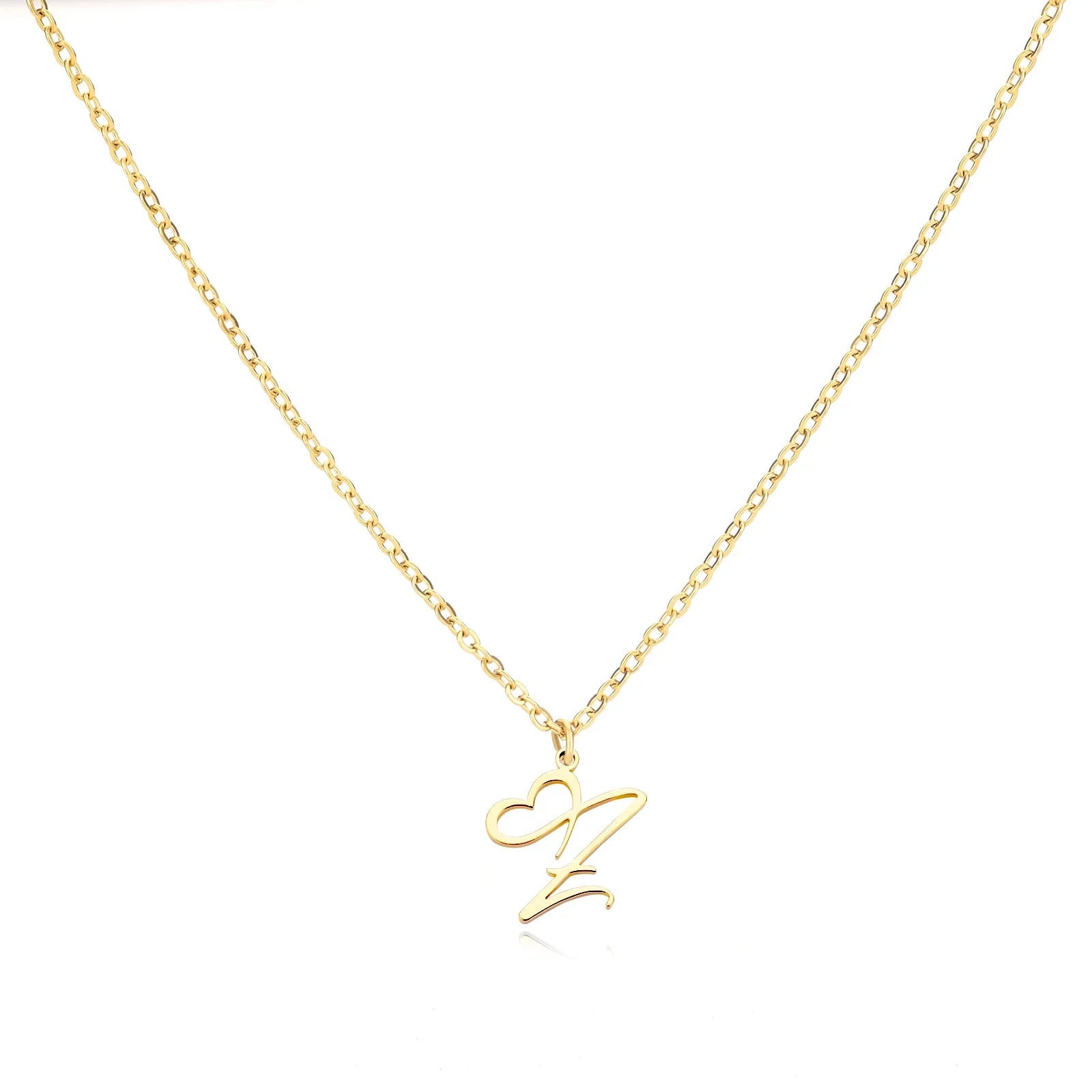 Heart Initial Letter Necklace for Women Gold Color Stainless Steel Necklace Jewelry Wedding Birthday-Dollar Bargains Online Shopping Australia