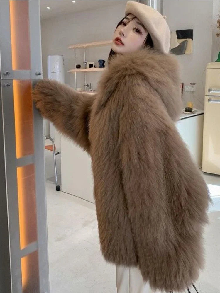 Winter Jackets Faux Fur Coat Women Korean Coat Hooded Fur Jacket-Dollar Bargains Online Shopping Australia