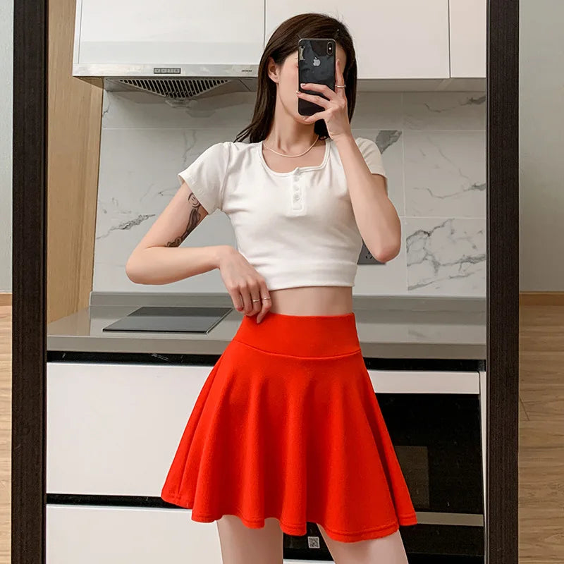 Summer Women's Skirts Fashion Sexy Mini Elastic Pleated Sun Skirts For School Girl Uniform Korean Black High Waist Tennis Skirts-Dollar Bargains Online Shopping Australia
