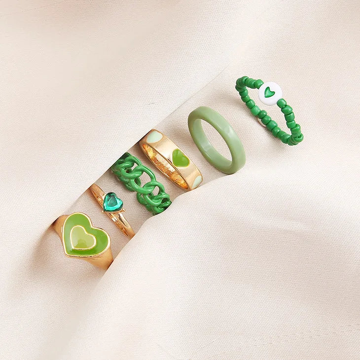 Pink Acrylic Butterfly Knuckle Ring Set For Women Crystal Enamel Mushroom Yin Yang Flower Rings Girls Fashion Jewelry-Dollar Bargains Online Shopping Australia