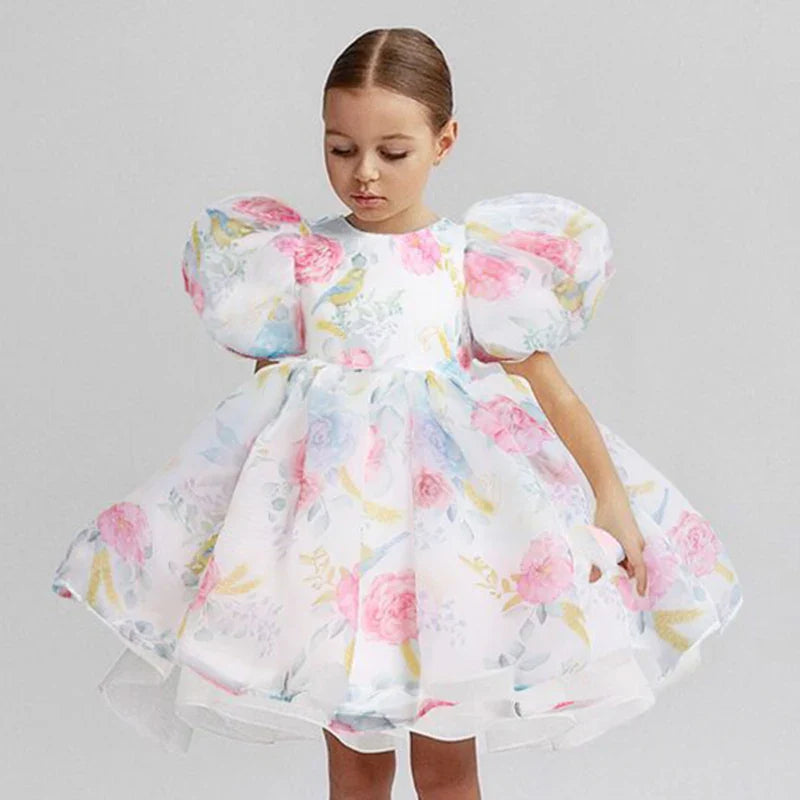 Child Evening Flower Pageant Vestidos Girls Princess Dress Lace Tulle Wedding Party Formal Bridesmaid Tutu Fluffy Prom Gown-Dollar Bargains Online Shopping Australia