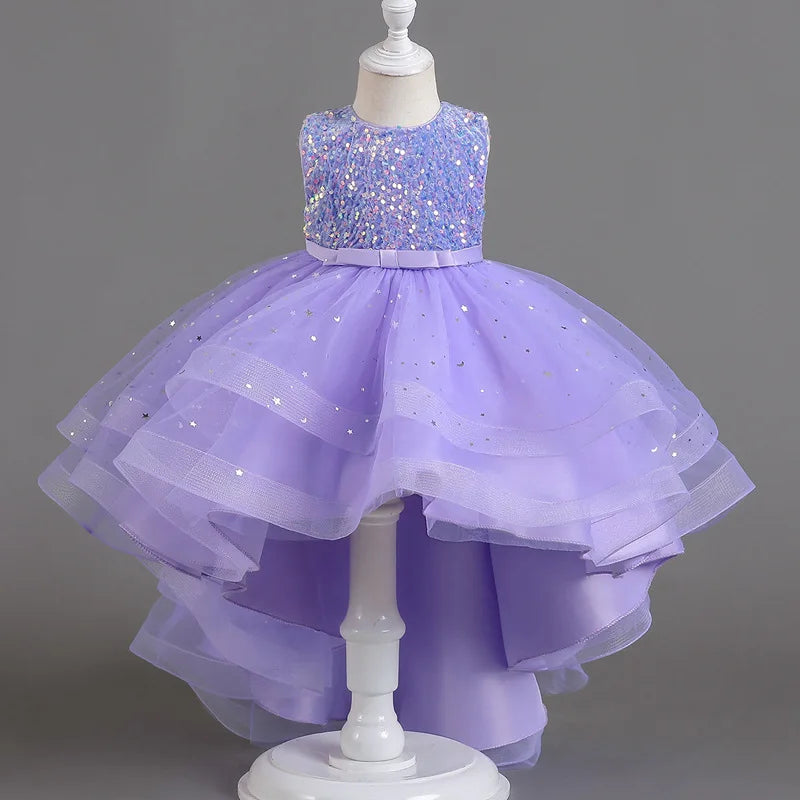Flower Girls Princess Sequins Baby Wedding Christmas Party Trailing Dress Teenager Children Kids Elegant Vestidos for 3-15Years-Dollar Bargains Online Shopping Australia