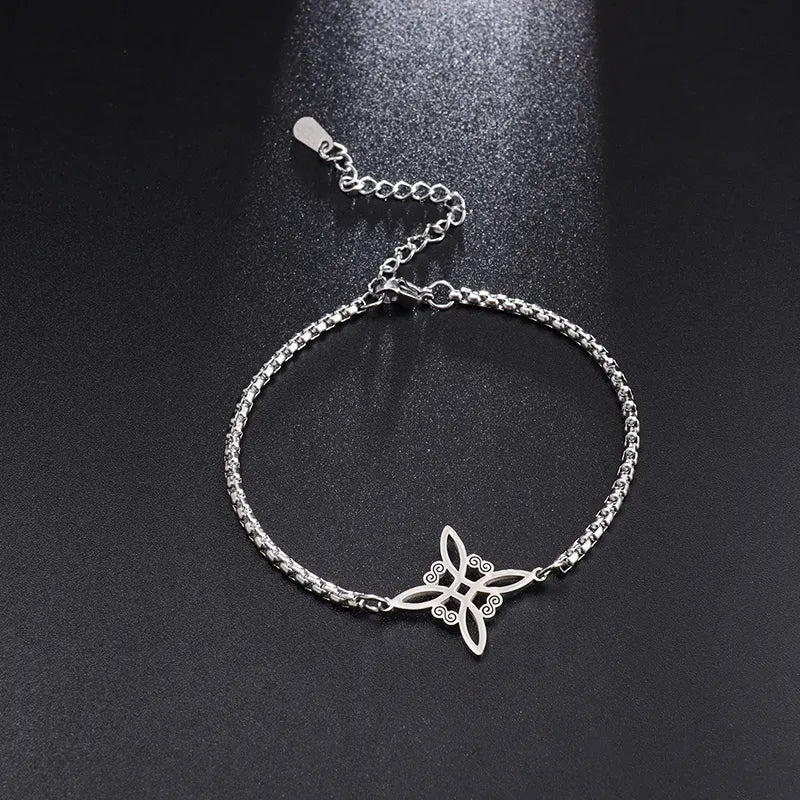 Witch Knot Necklace Stainless Steel Magic Knot Pagan Witchcraft Symbols Pendant Celtic Knot Necklace Jewelry Gifts for Women-Dollar Bargains Online Shopping Australia