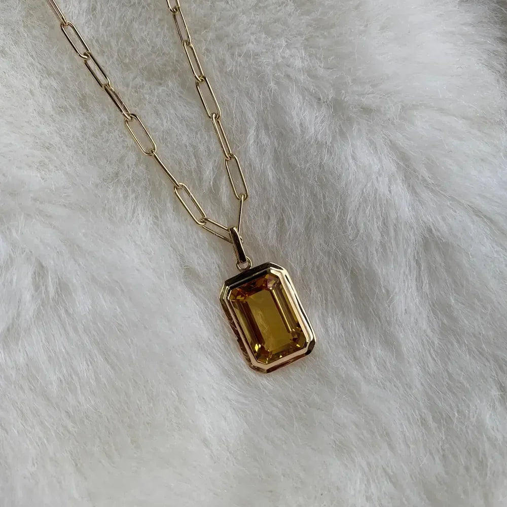 Retro Hip-hop Multicolour Geometric Square Crystal Pendant Necklace Cuba Chain for Women Girls Vintage Wedding