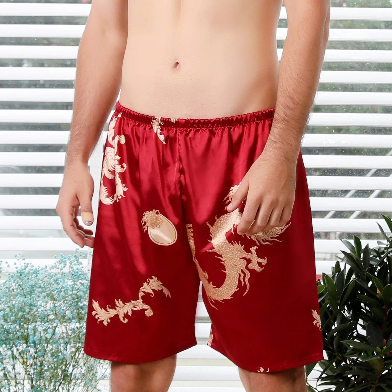 Men Casual Home Nightwear Satin Pajamas Shorts Pyjamas Sleep Bottoms Boxers Short Pants Lounge Homewear-Dollar Bargains Online Shopping Australia