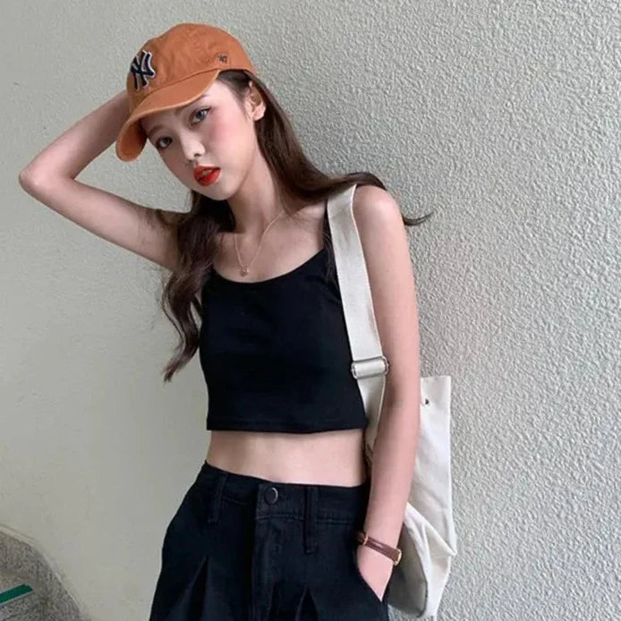 Women Sexy Solid Camis Crop Top Casual Tank Tops Vest Sleeveless Streetwear Club High Street-Dollar Bargains Online Shopping Australia
