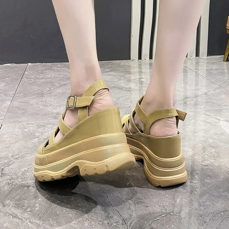 High Platform Sandals New Summer Hidden Heel Casual Mules Shoes Female Outside Beach Slipper Breathable Chunky Sneakers