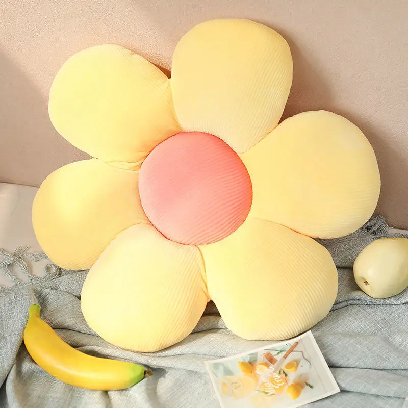 Stuffed Six Petal Flower Cushion  Sunflower Pillow Bay Window Pink Flower Setting for Kids Bedroom Seat Pillow Girly Room Decor