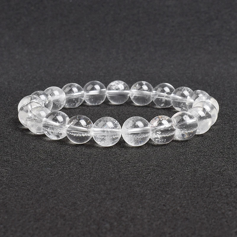Natural Clear Quartzs Bracelet White Transparency Healing Crystal Energy Stone Boho Reiki Gem Stone Beads Simple Yoga Jewelry-Dollar Bargains Online Shopping Australia