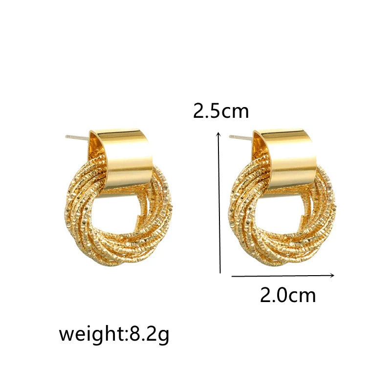 Retro Metal Gold Color Multiple Small Circle Stud Earrings for Women Korean Jewelry Fashion Wedding Party Earrings Jewelry Gift-Dollar Bargains Online Shopping Australia