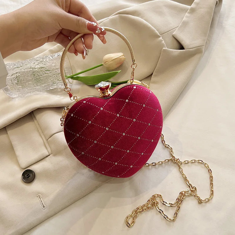 Heart Shape Handbag Womens Red Wedding Purse Evening Party Hand Bags Cute Chain Crossbody Bags Heart Shaped Bag-Dollar Bargains Online Shopping Australia