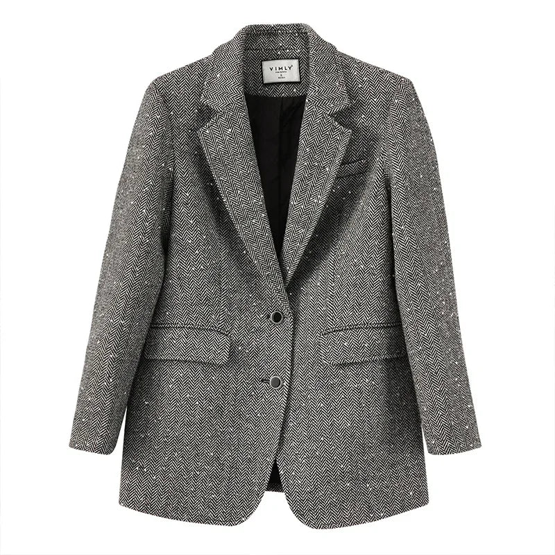Sequins Wool Blend Blazer Women Spring Jackets Warm Outerwears Vintage Elegant Casual Business Woolen Tailored Coat-Dollar Bargains Online Shopping Australia