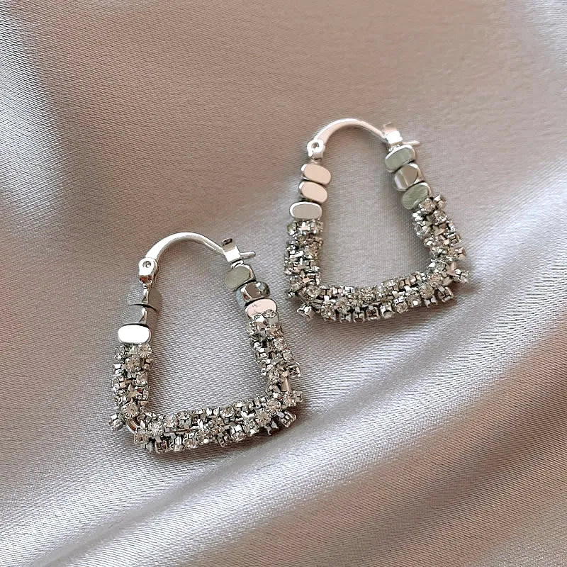 Geometric Irregular Micro Set Zircon Metal Earrings Luxury Ear Accessories Fashion Jewelry-Dollar Bargains Online Shopping Australia