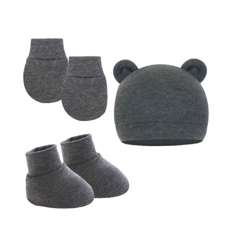 Newborn Hat Gloves Socks Set for Baby Boy Girl Cotton Fall Casual Photography Props Soft Headwear Infant Nightcap-Dollar Bargains Online Shopping Australia