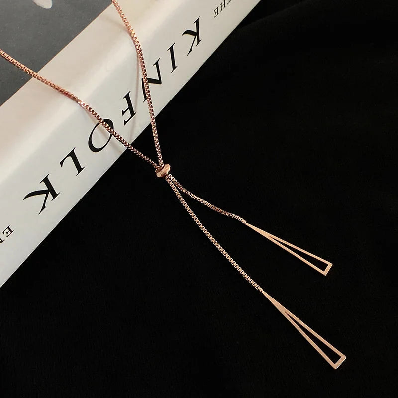 Geometric Sweater Box Chain Female Long Necklace For Women Adjustable Fine Jewelry Wedding Party Birthday Gift-Dollar Bargains Online Shopping Australia