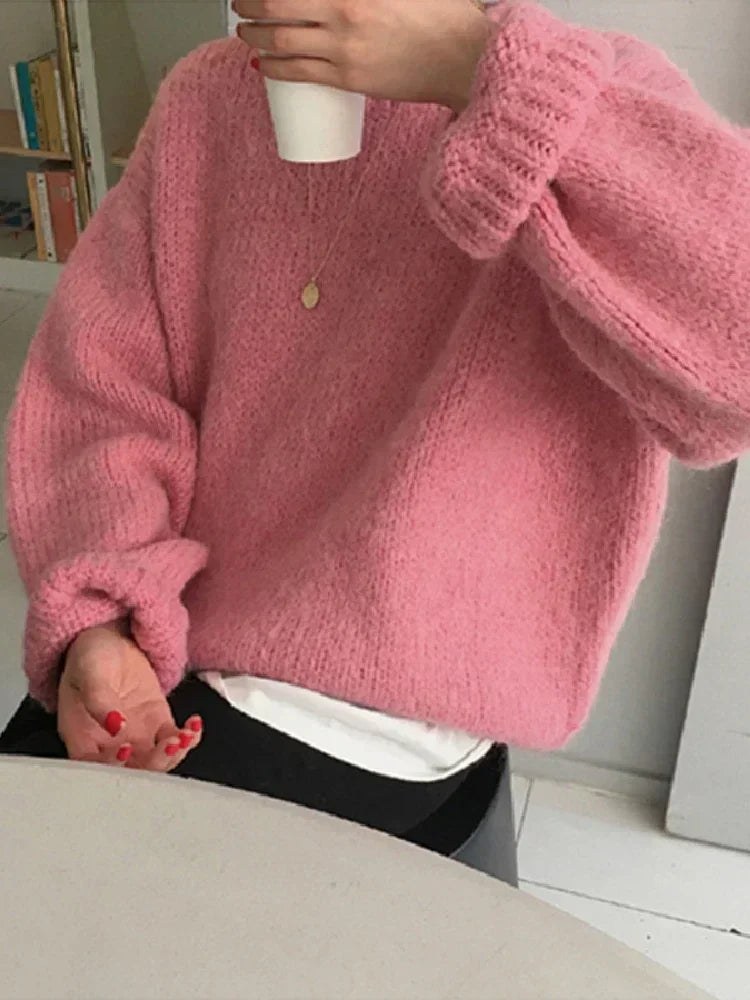 Women Sweater Womens Winter Sweaters Pullover Female Knitting Long Sleeve Loose Knitted Outerwear