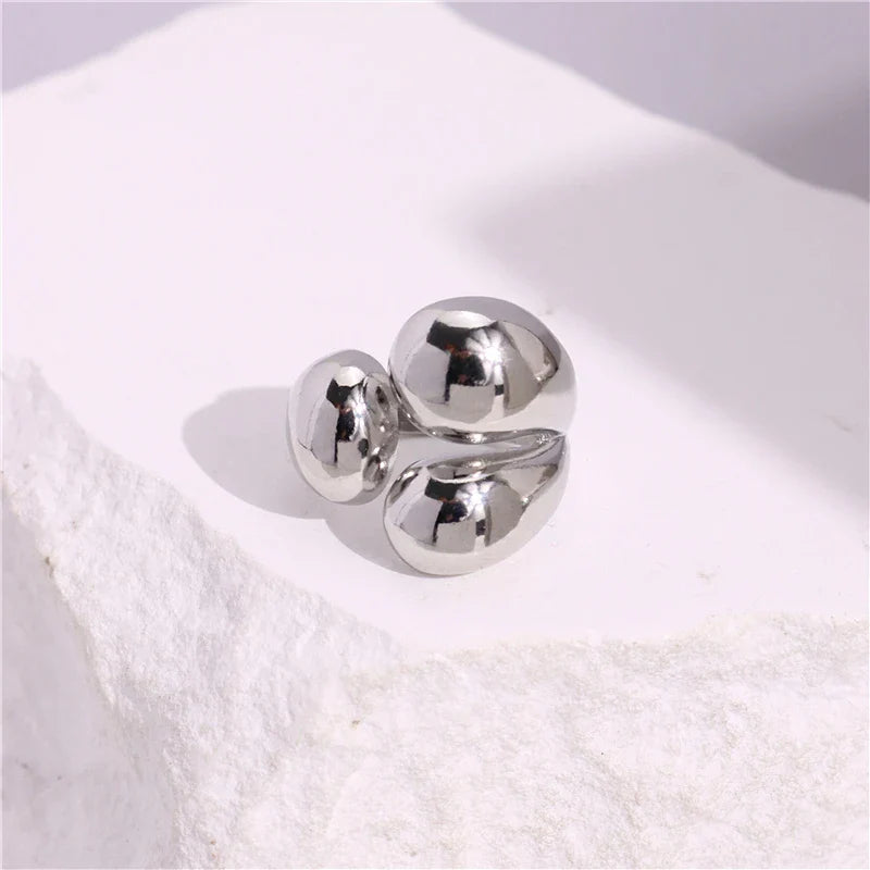 Glossy Wide Version Gold Color Plated Exaggerated Metal Rings Open Adjustable Ring for Women Men Jewelry-Dollar Bargains Online Shopping Australia