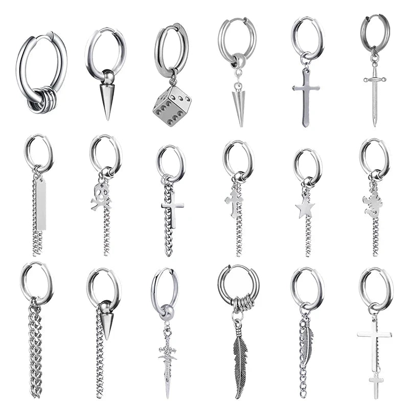 Punk Gothic Stainless Steel Drop Earrings Studs for Women Men Gothic Street Pop Hip Hop Rock Ear Jewelry Gift-Dollar Bargains Online Shopping Australia