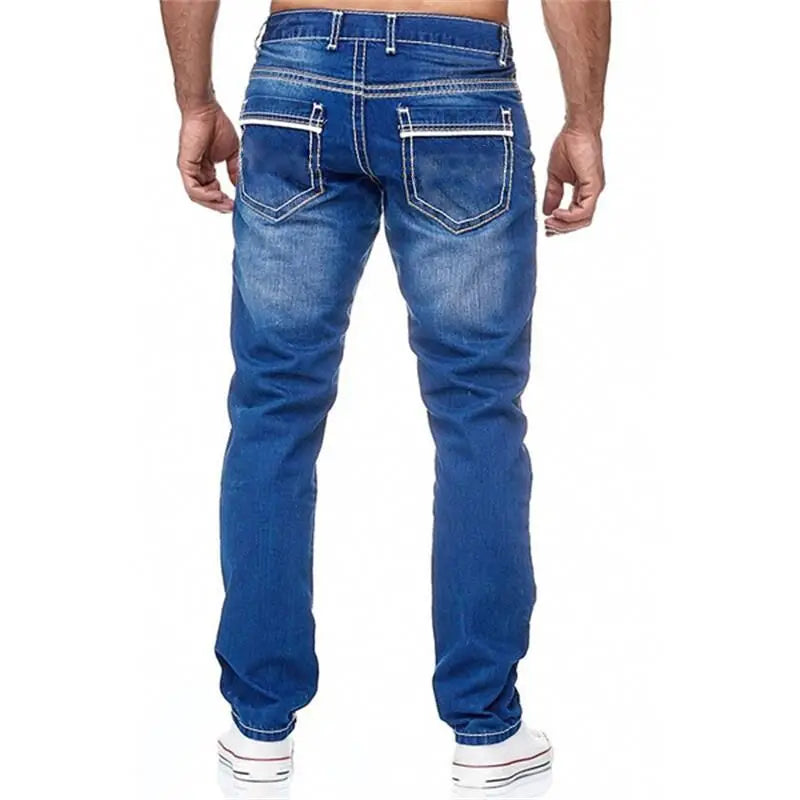 Men Jeans Solid Pockets Stretch Denim Straight Pants Spring Summer Business Casual Trousers Daily Streetwear Men's Clothing-Dollar Bargains Online Shopping Australia