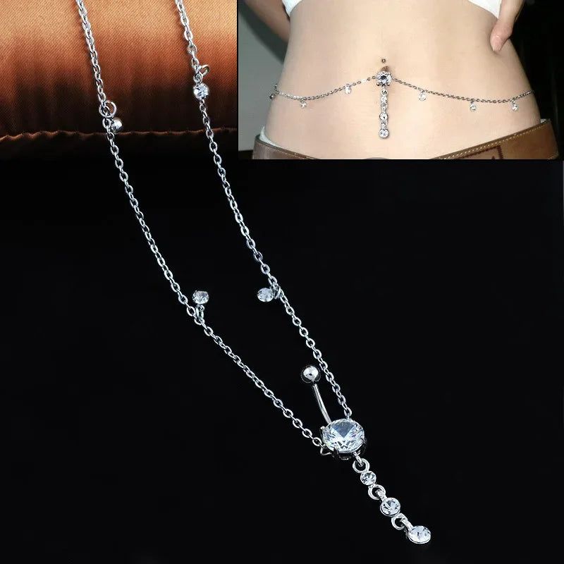 Double Thin Chain Women's Waist Chain Charming Butterfly Stainless Steel Belly Chain Summer Beach Bikini Body Jewelry-Dollar Bargains Online Shopping Australia