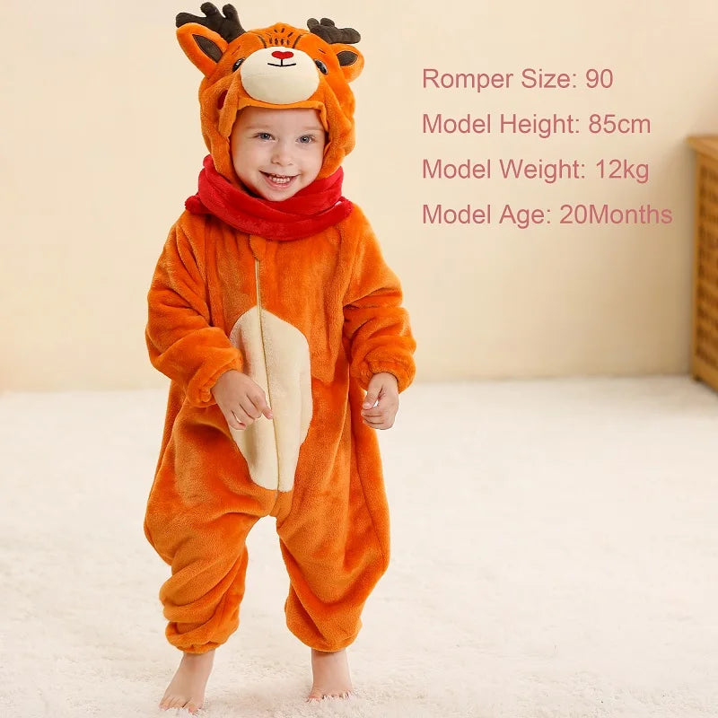 Halloween Baby Rompers Winter Hooded Flannel Toddler Infant Clothes Overall Bodysuits Jumpsuit Costume-Dollar Bargains Online Shopping Australia