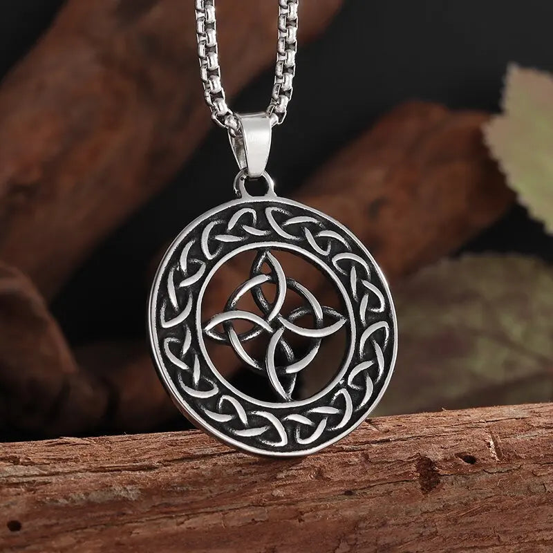 Witch Knot Necklace Stainless Steel Magic Knot Pagan Witchcraft Symbols Pendant Celtic Knot Necklace Jewelry Gifts for Women-Dollar Bargains Online Shopping Australia