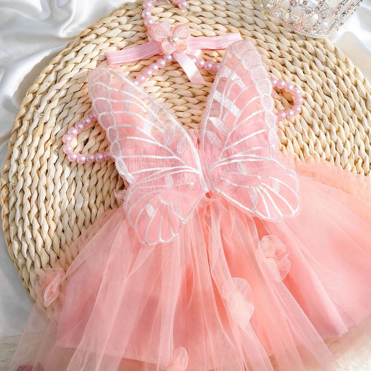 Newborn Girl Photography Outfits with Headband Baby Girl Butterfly Wings Mesh Dress for Photo Shooting Infant Props-Dollar Bargains Online Shopping Australia