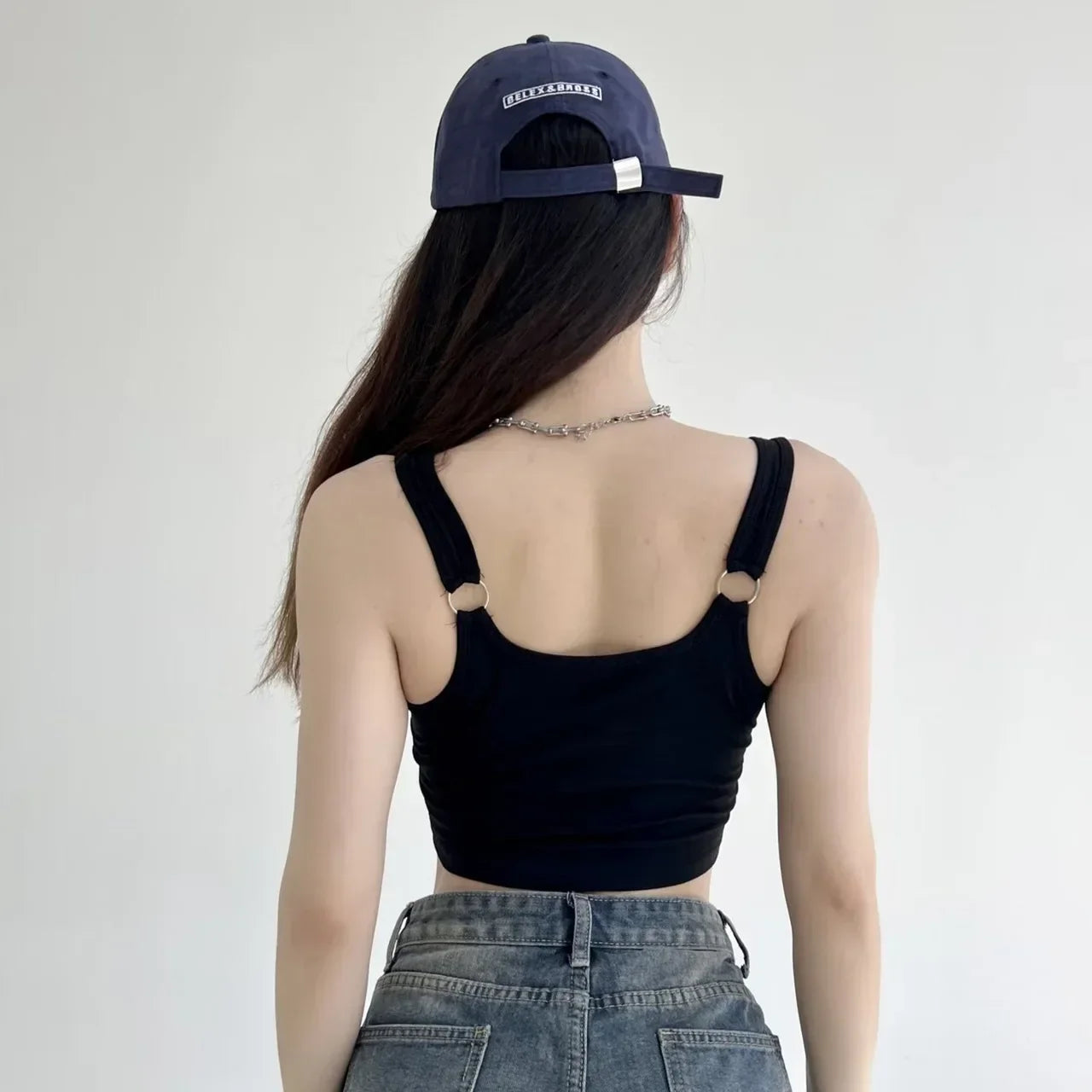 Women Summer Tops Sexy Camisole Square Collar Tank Top Y2k Slveless Female Crop Tops With Pad Fashion Vest Embroidery Letter