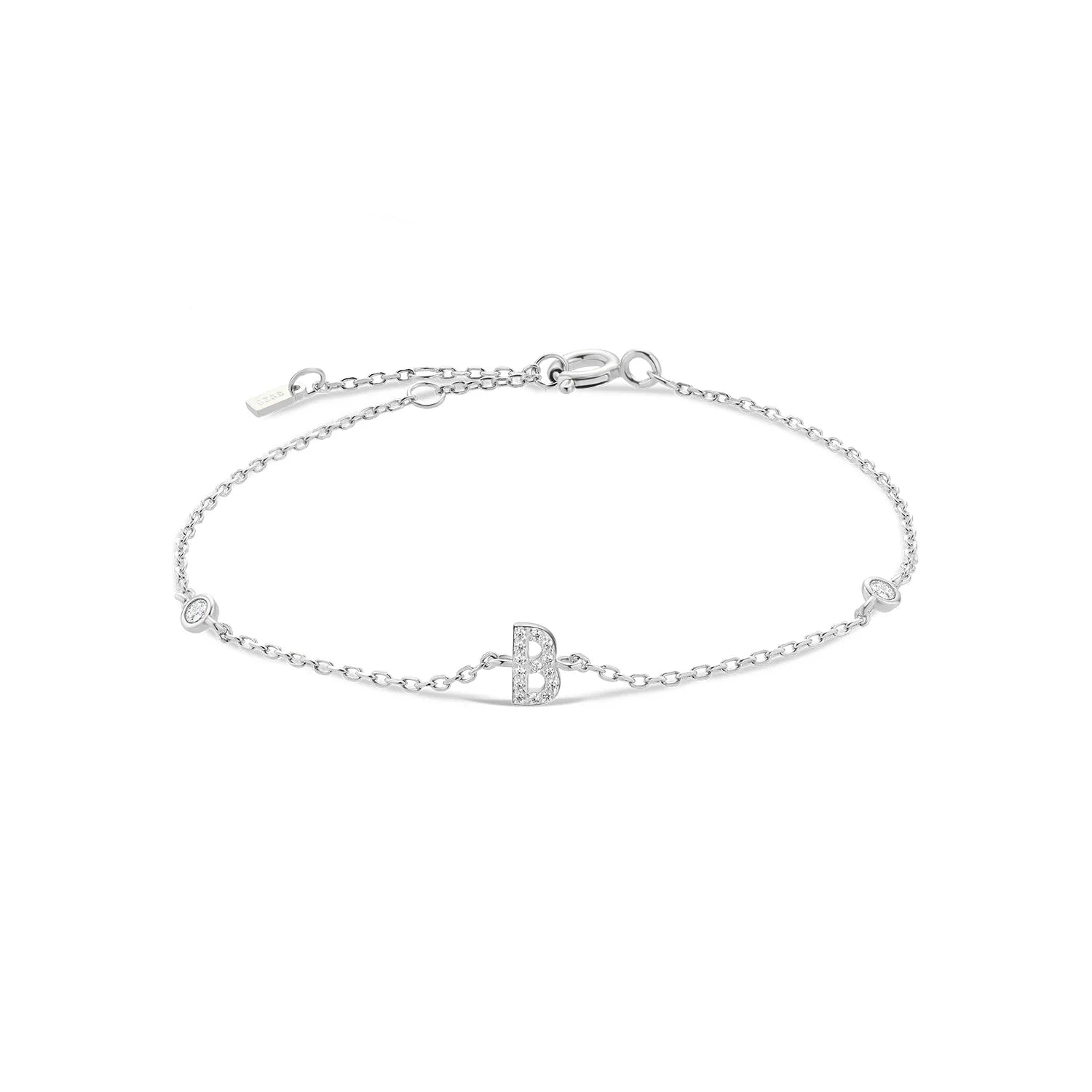 Silver Monogram Letter Initial Charm Chain Bracelet Luxury Wedding Crystal Fine Jewelry-Dollar Bargains Online Shopping Australia
