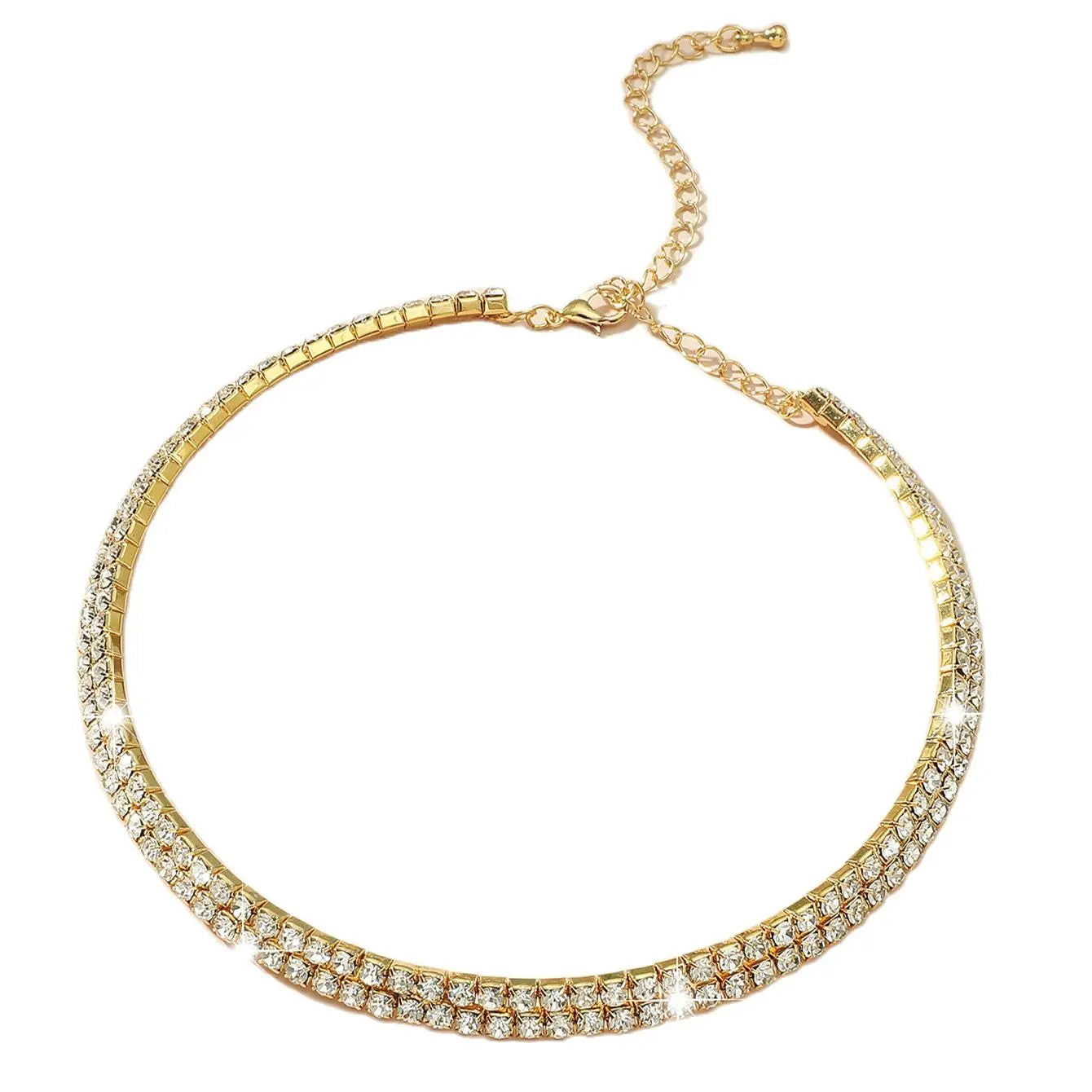 Sparkling Silver Color Crystal Collar Chain Choker Necklace Bridal Women Wedding Party Diamante Rhinestone Choker Jewelry Gifts-Dollar Bargains Online Shopping Australia