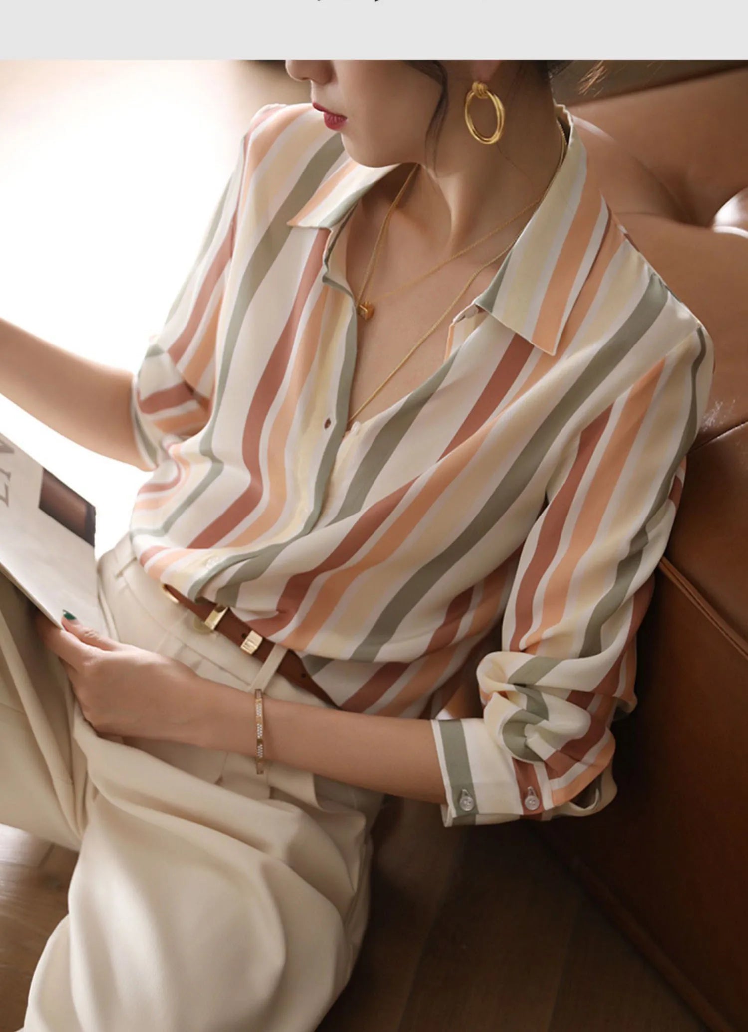 Fashion luxury ladies shirt printing blouse Spring Autumn Long sleeve Tops-Dollar Bargains Online Shopping Australia