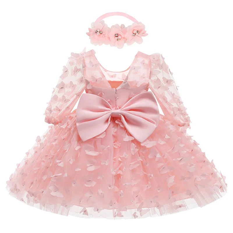 Newborn Dress Flowers Mesh Fashion Party Little Princess Baby Dress Christmas Birthday Gift Kids Clothes-Dollar Bargains Online Shopping Australia
