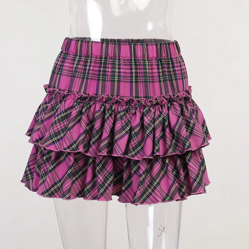 Pink Skirt Japanese College Style Youth Girl Plaid Skirt Female High Waist Slim Lolita Cosplay Y2k Skirt Goth Skirt-Dollar Bargains Online Shopping Australia