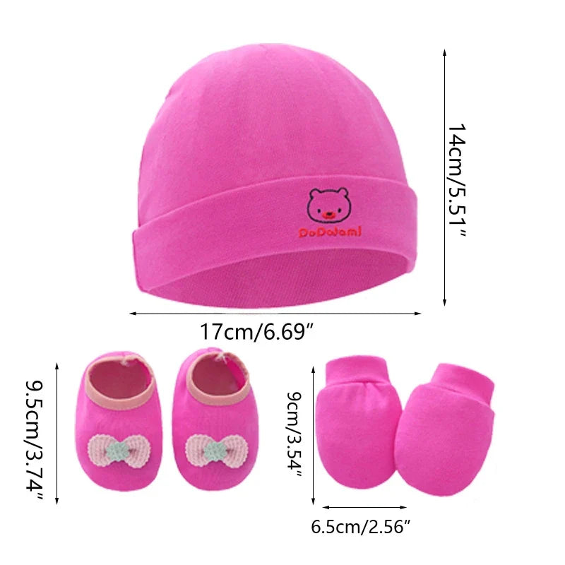 Baby Anti Scratching Gloves Hat Foot Cover Set Soft Cotton Newborn No Scratch Mittens Socks Beanies Cap Nightcap-Dollar Bargains Online Shopping Australia