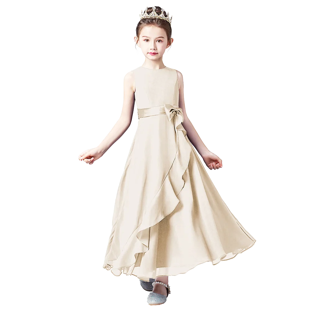 Chiffon Junior Bridesmaid For Teens Ankle-Length Flower Girl Dresses For Wedding Party Kids First Communion Gowns-Dollar Bargains Online Shopping Australia
