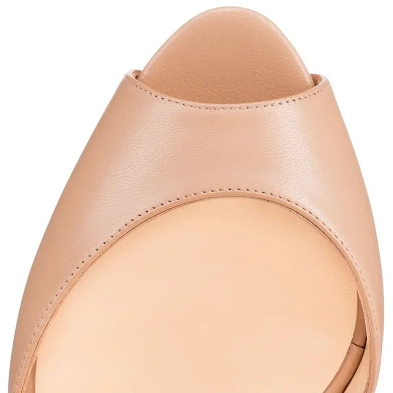 Women Pumps Nightclub Sandal Ultra Fashion Sexy 14cm Super High Heels Leather Platform Ankle Strap Sandals Red Wedding Shoes-Dollar Bargains Online Shopping Australia